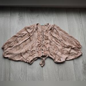 Kimchi Blue Dusty Rose Gauze Tie-Front Blouse